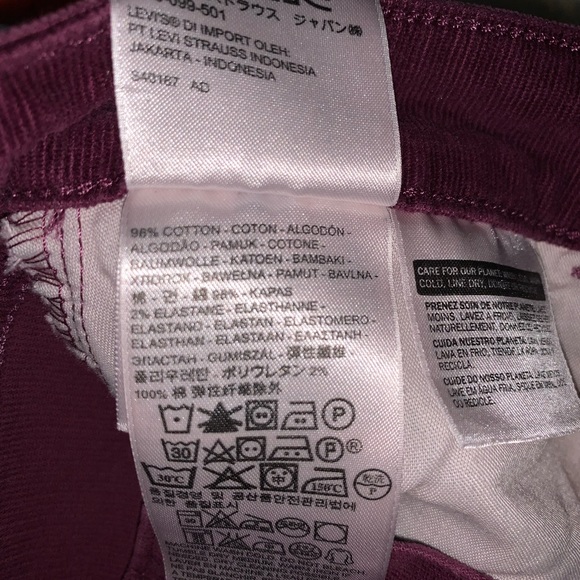 Levi’s Skinny Hi-Rise Skinny Burgundy Curduroy Jean Pants Size 4 - Picture 4 of 5